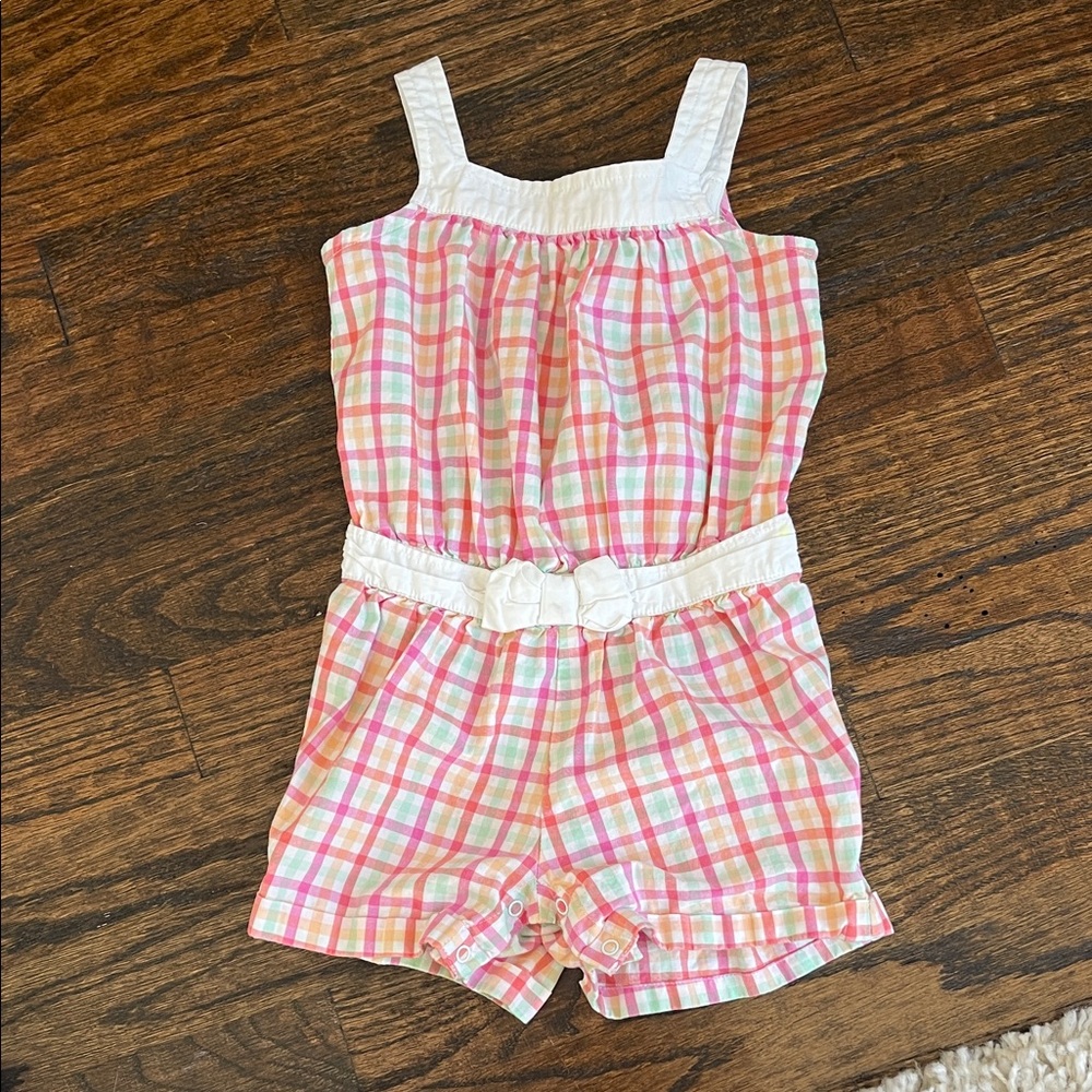Gymboree Pink and White Plaid Romper